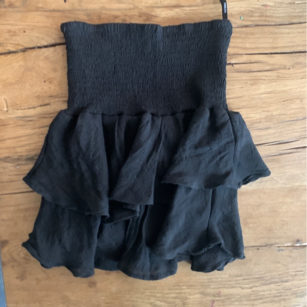 Black fitted waist layered ruffle skirt SHEIN